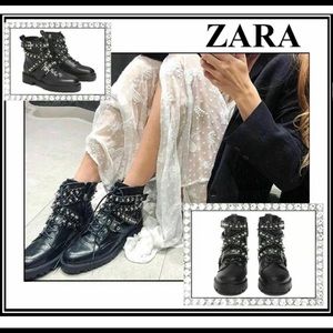 Zara Real Leather Combat Boots